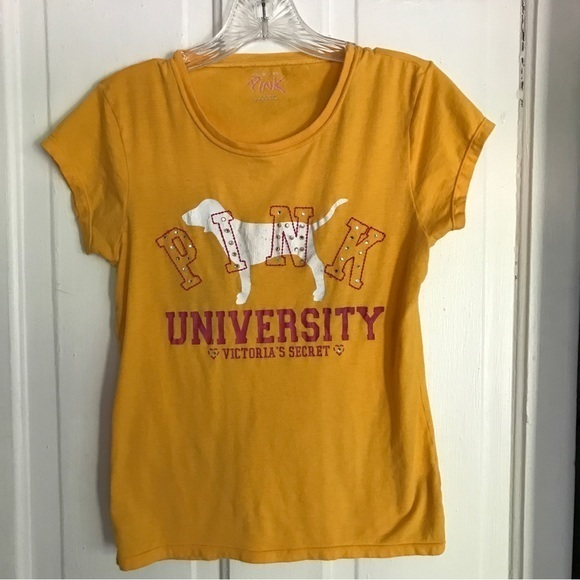 Rare Vintage PINK Y2K PINK University Rhinestones Tee Hard to Find - Picture 1 of 6